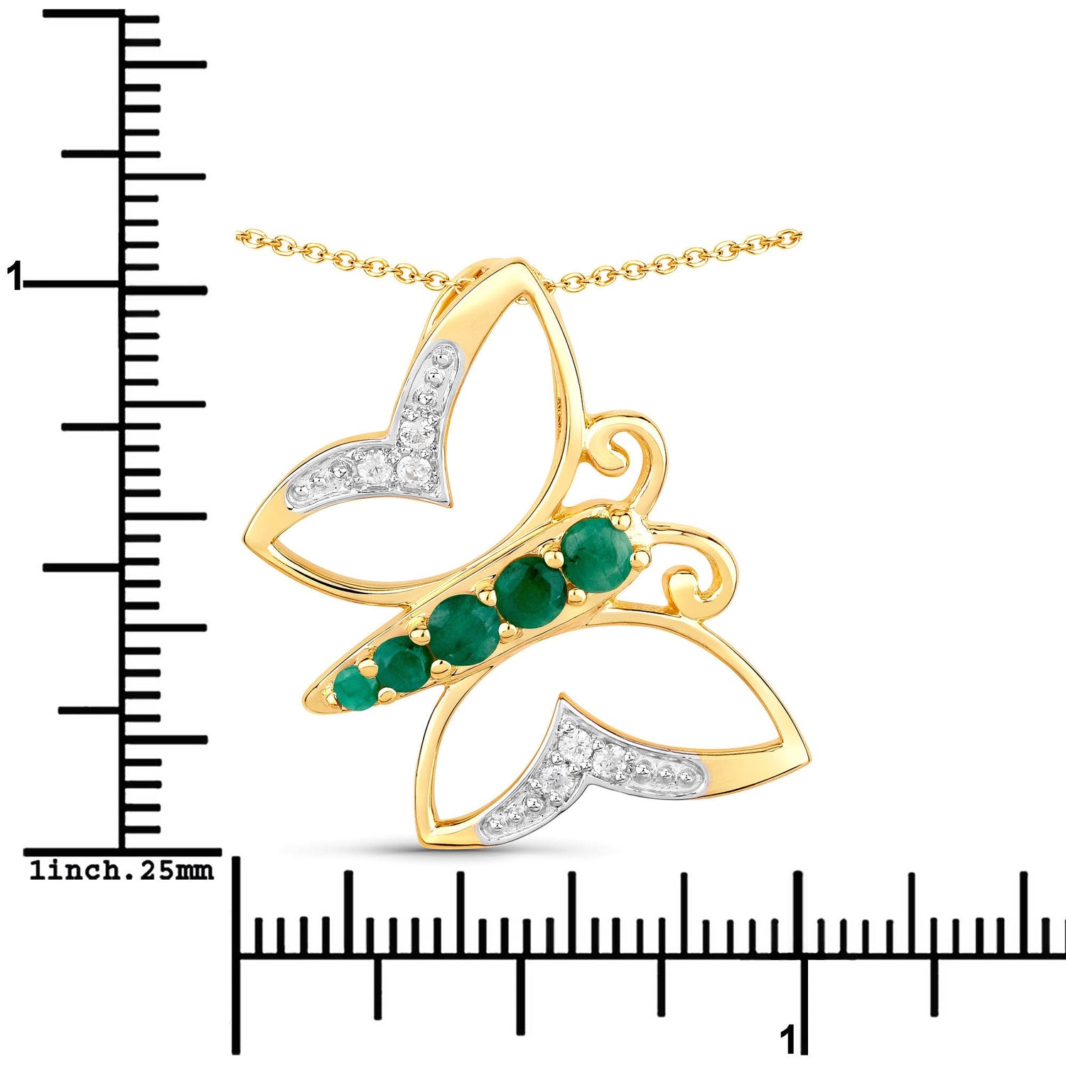 0.51 Carat Genuine Emerald and White Zircon .925 Sterling Silver Necklace by Bids.com