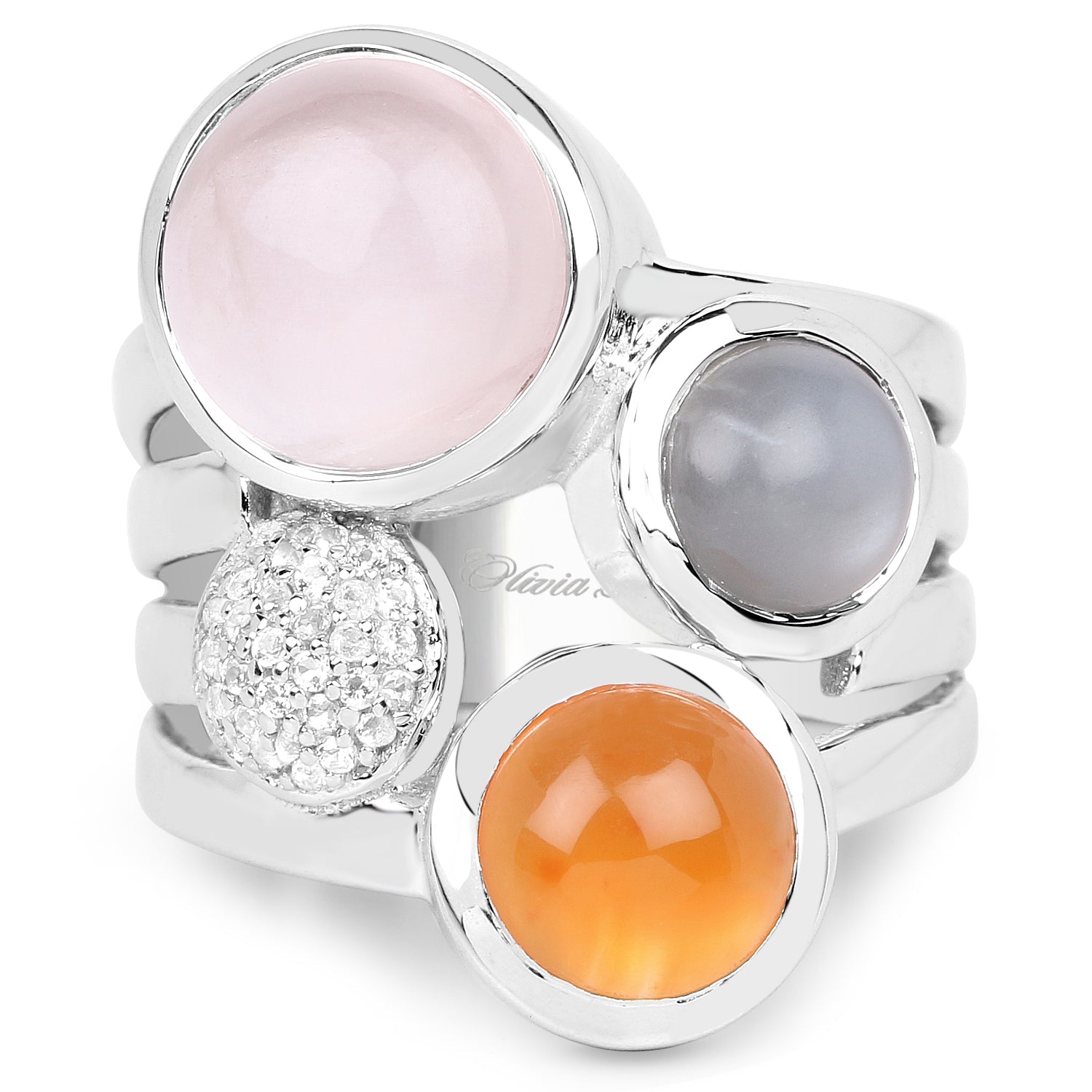 5.96 Carat Genuine Multi Stone .925 Sterling Silver Ring by Bids.com