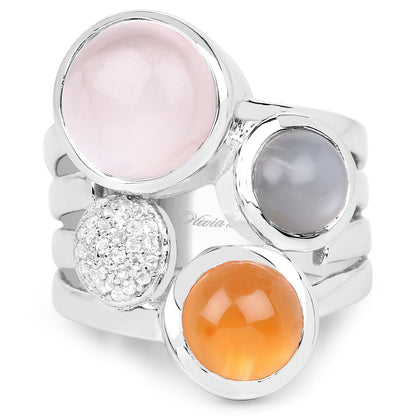 5.96 Carat Genuine Multi Stone .925 Sterling Silver Ring by Bids.com