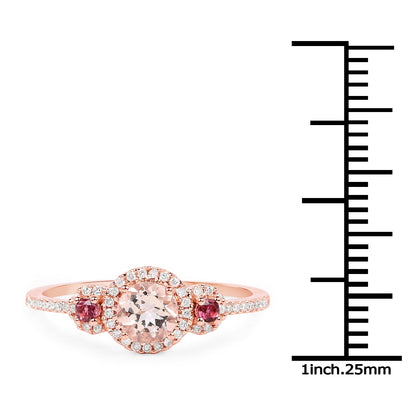 0.63 Carat Genuine Morganite, Pink Tourmaline and White Diamond 14K Rose Gold Ring by Bids.com