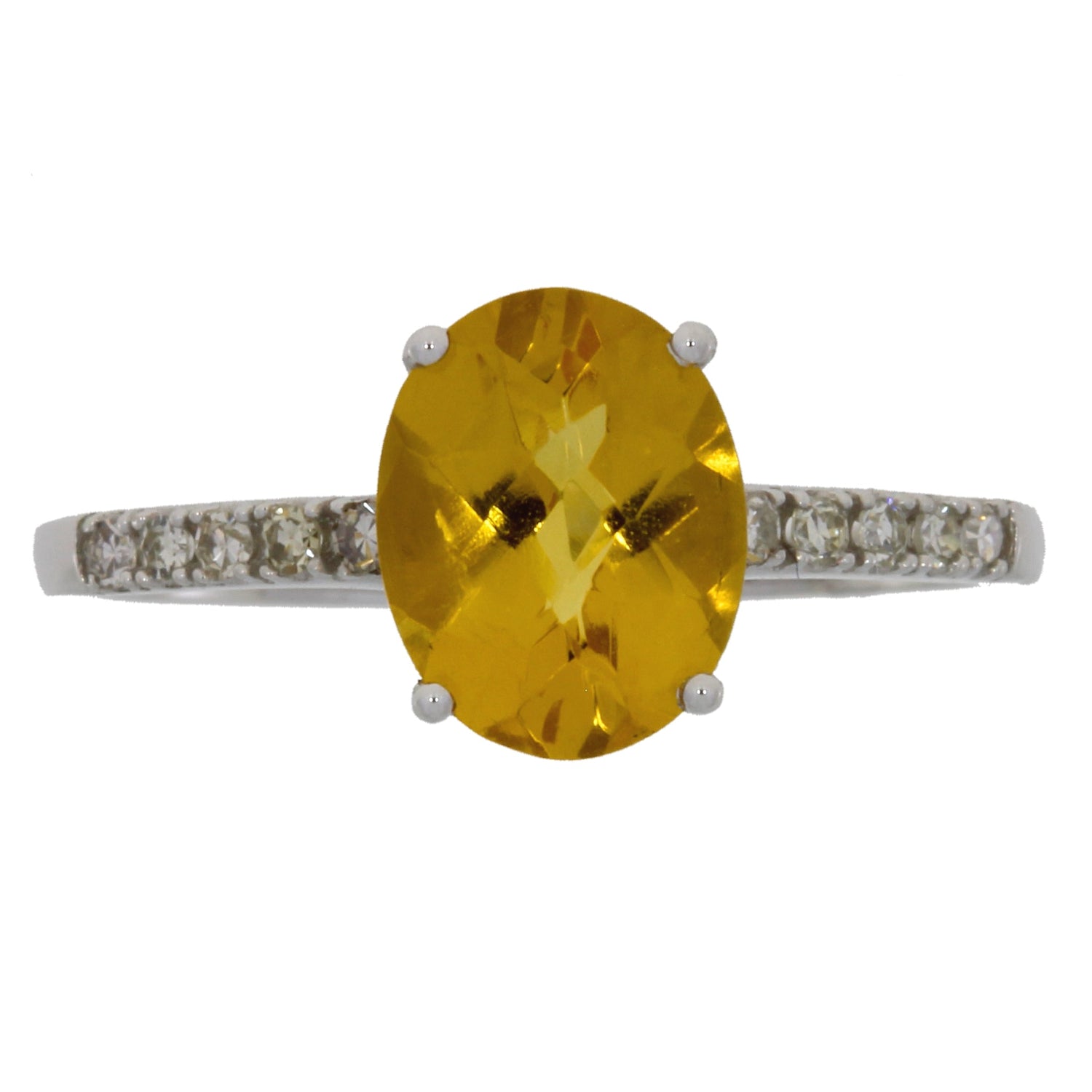 Natural 2.20ct Citrine Diamond Ring 14KT White Gold by Bids.com