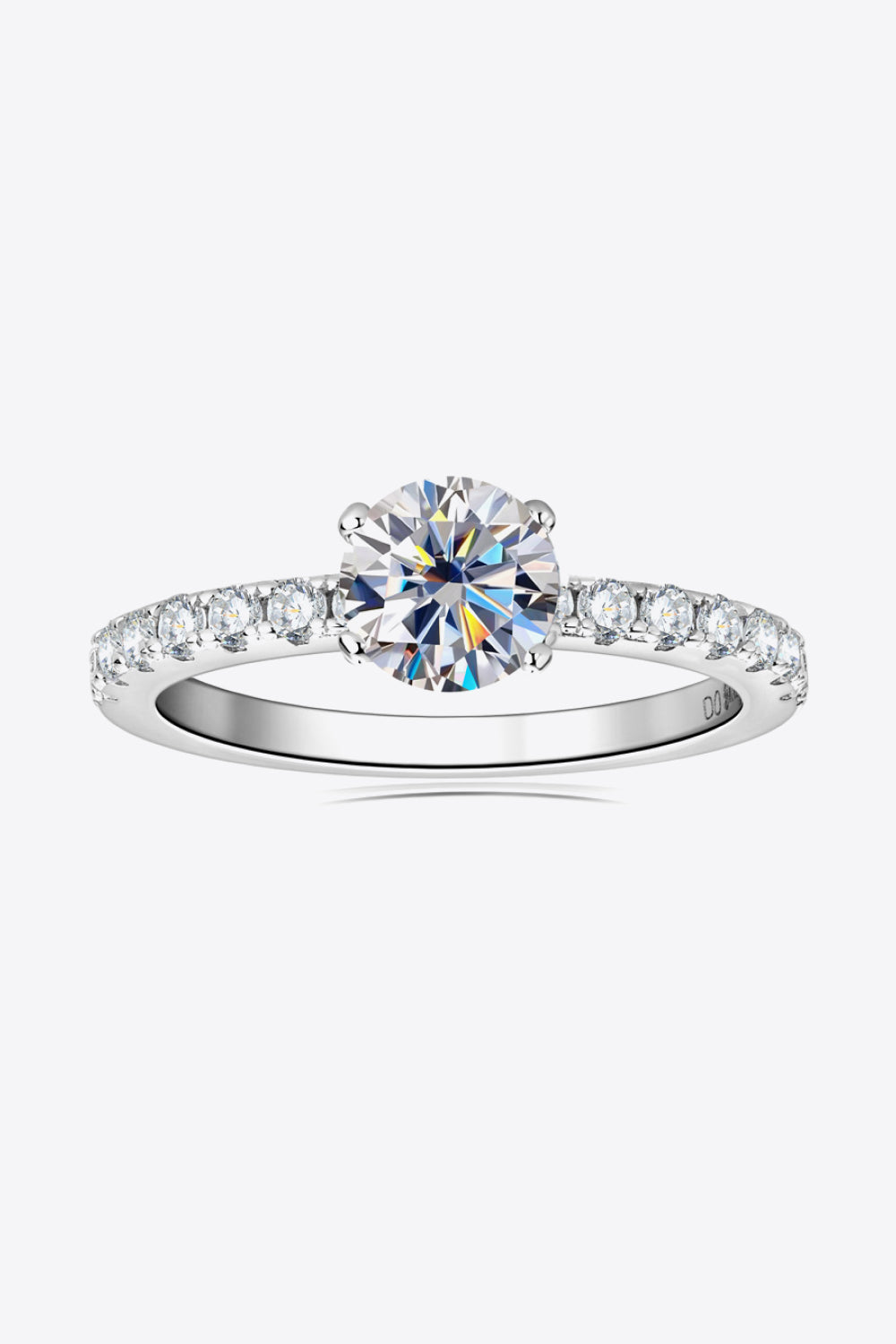 Brilliant Round Cut Sparkala™ Platinum-Plated Side Stone Ring by Sparkala
