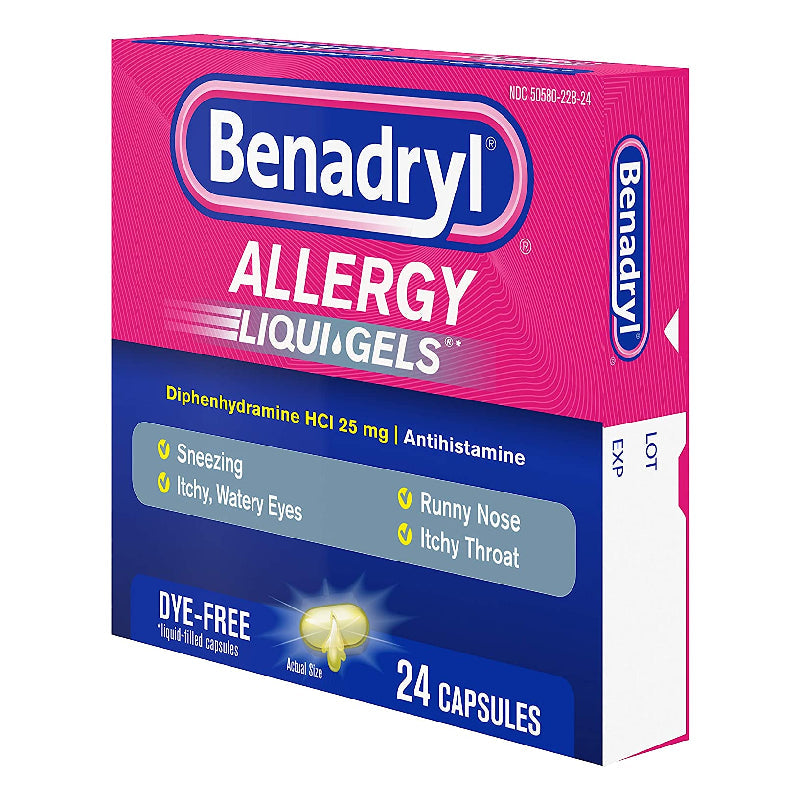 Benadryl® Allergy Dye-Free Liqui-Gels – 24 Capsules by Pasteur Pharmacy