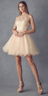 Juliet 826 Fit-and-Flare Halter Neck Short Party Dress by DiscountDressShop