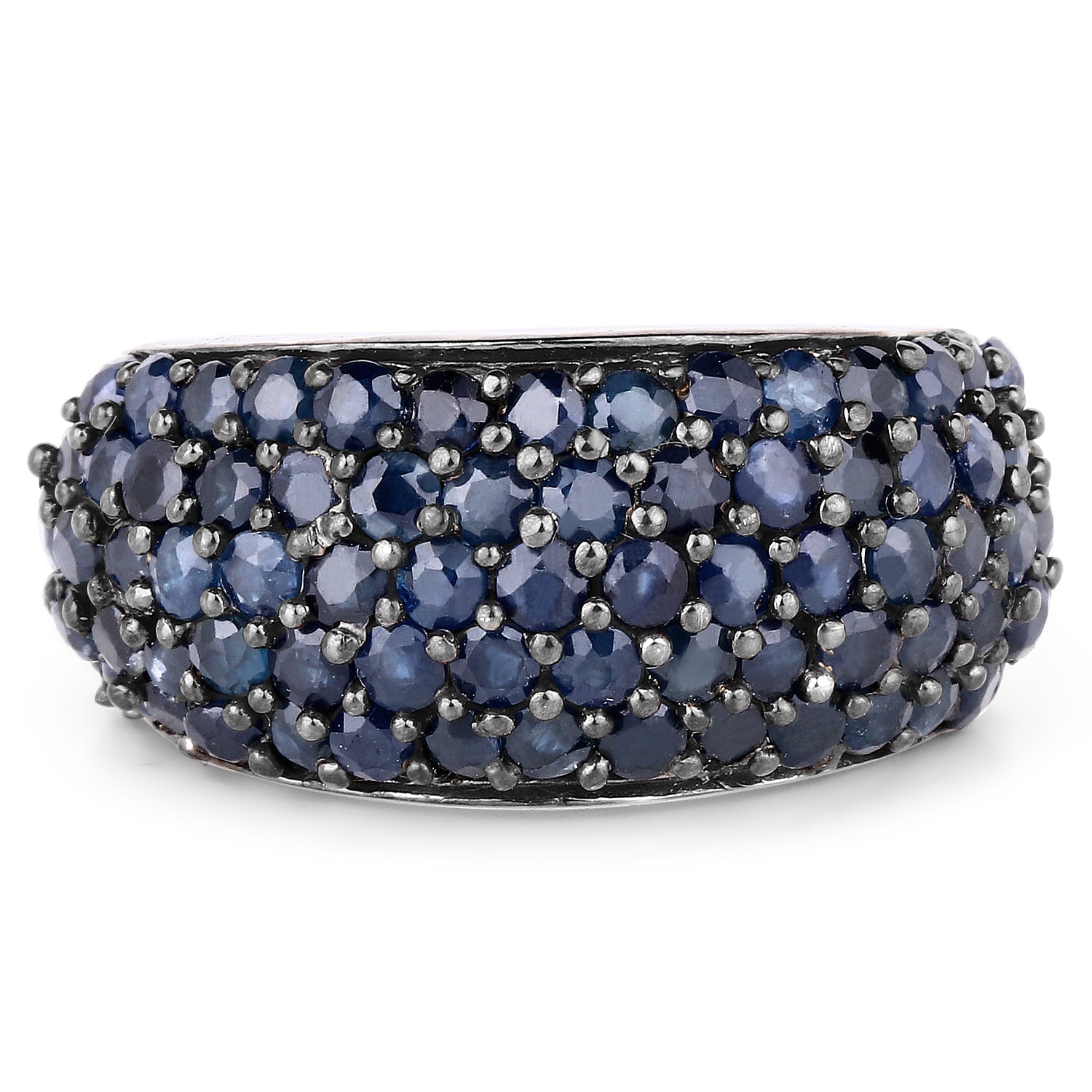 3.28 Carat Genuine Blue Sapphire and White Topaz .925 Sterling Silver Ring by Bids.com