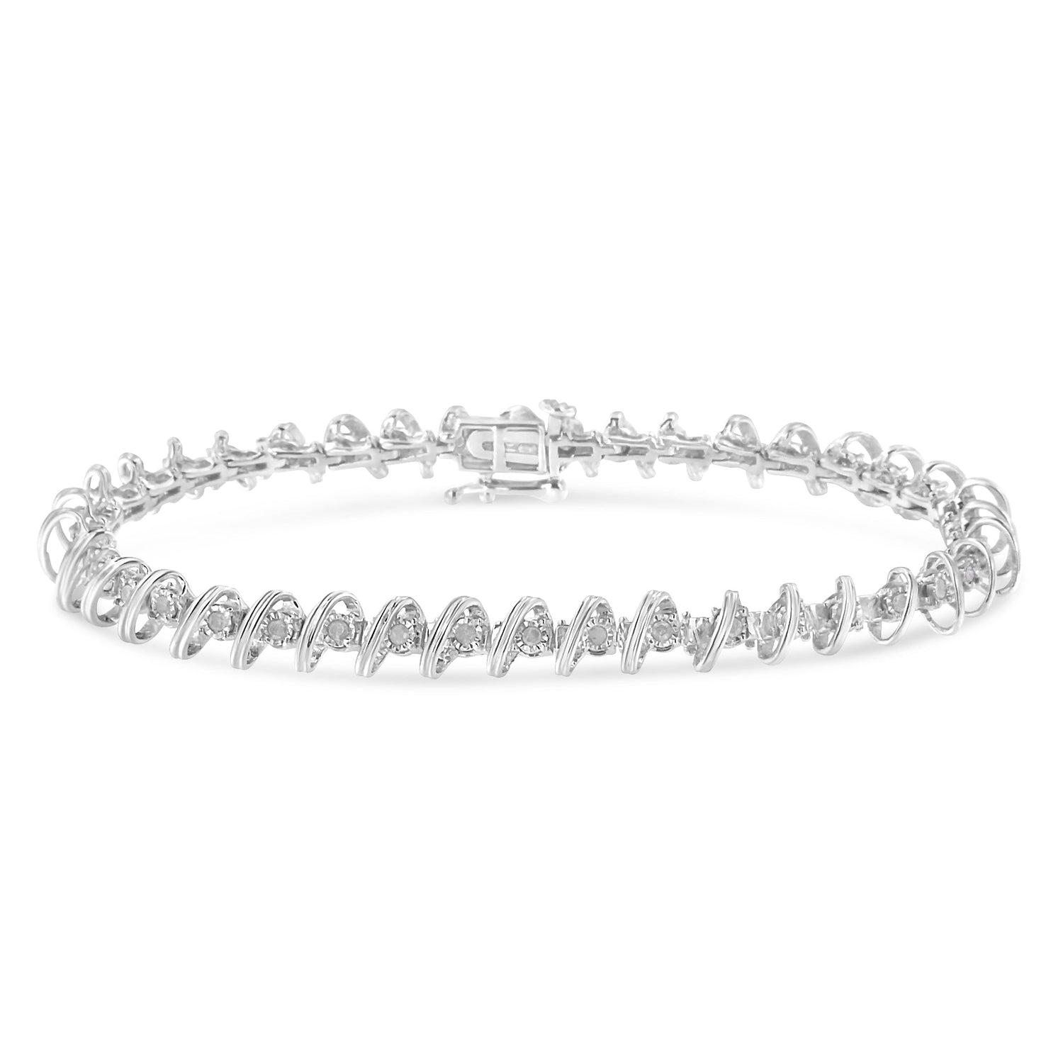 .925 Sterling Silver 1/2 Cttw Diamond Miracle-Set 7" Tennis Bracelet (I-J Color, I3 Clarity) by Bids.com