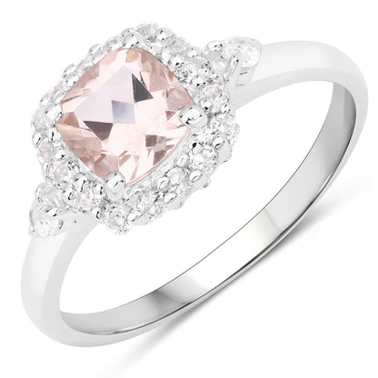 1.17 Carat Genuine Morganite and White Zircon .925 Sterling Silver Ring by Bids.com