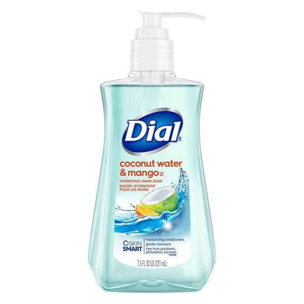 Dial Antimicrobial Liquid Hand Soap, Coconut Water &amp; Mango, Pump Bottle, 7.5 Fl Ounce
