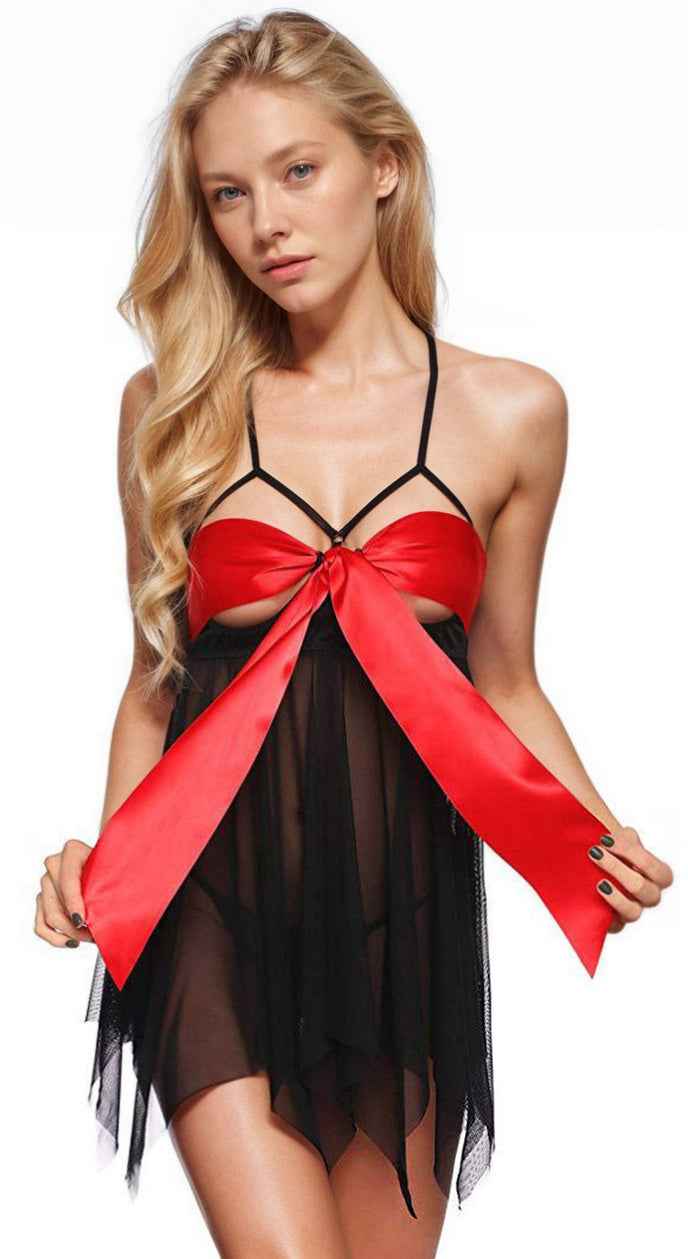 Mesh Bow Bust Babydoll