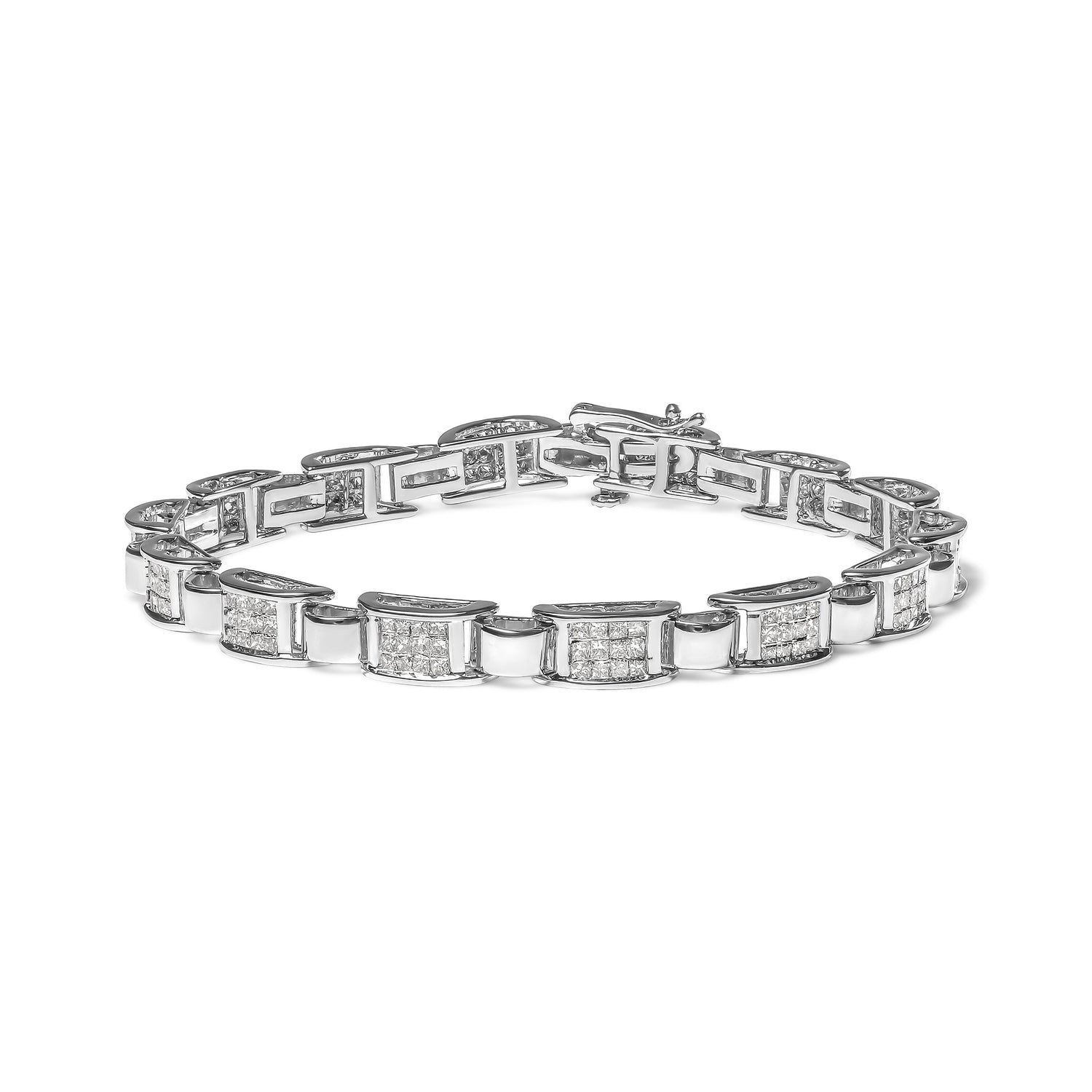 14K White Gold 2.00 Cttw Princess Diamond Invisible Set Link Bracelet (H-I Color, SI2-I1 Clarity) - 7" by Bids.com