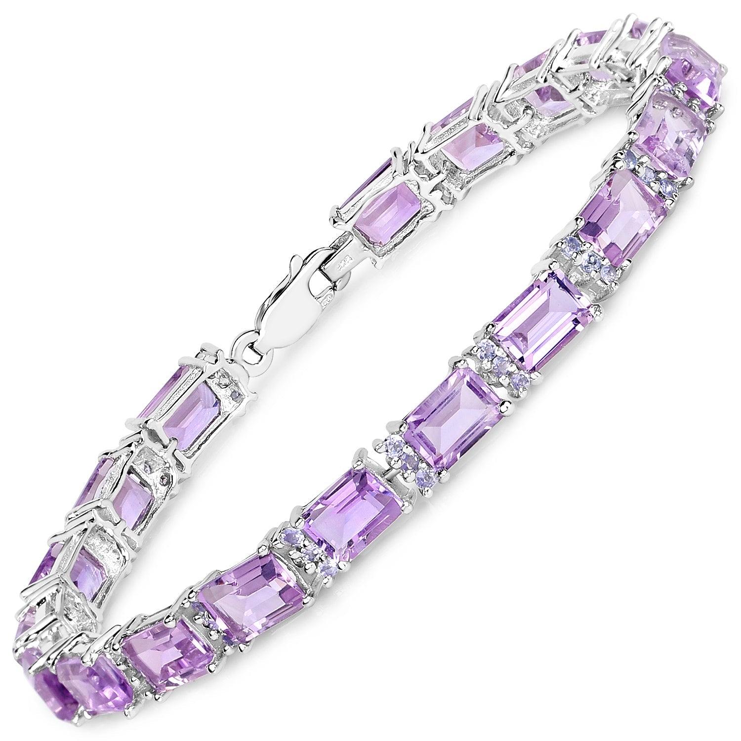 19.19 Carat Genuine Amethyst and Tanzanite .925 Sterling Silver Bracelet by Bids.com