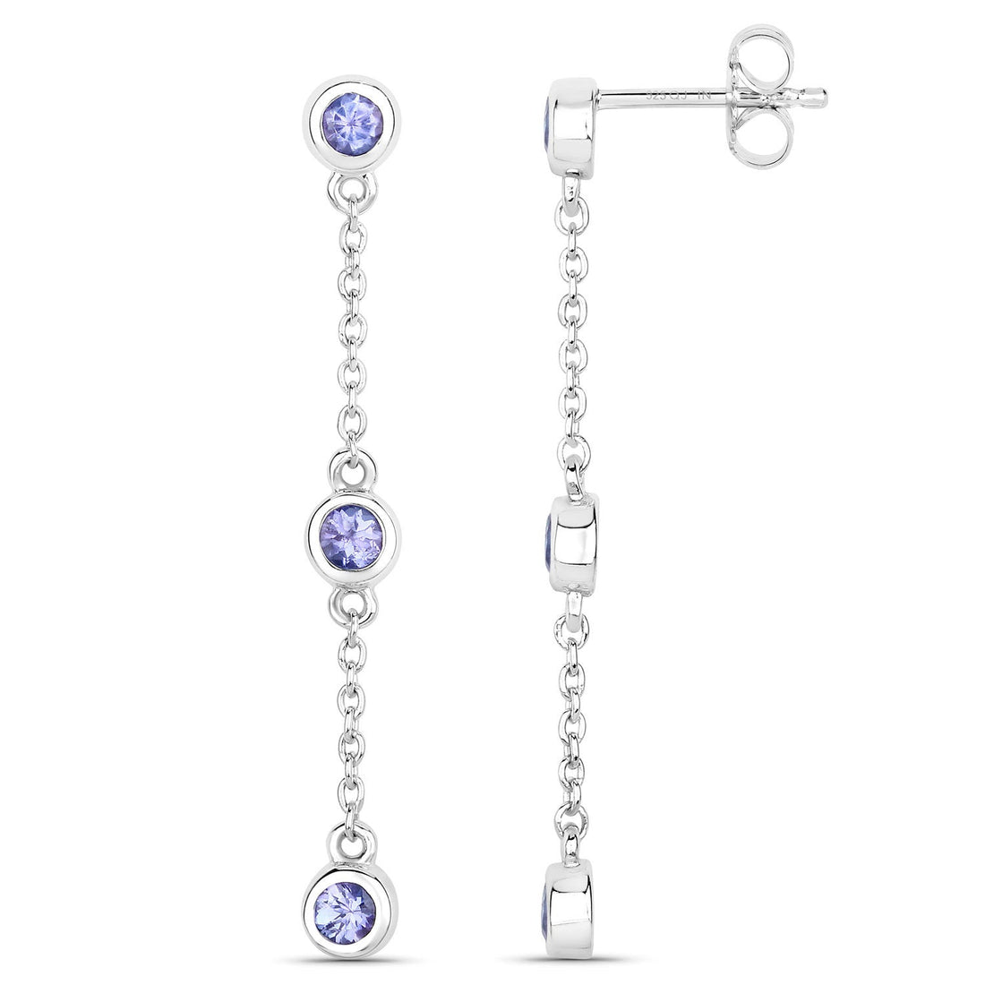 0.60 Carat Genuine Tanzanite .925 Sterling Silver Earrings by Bids.com