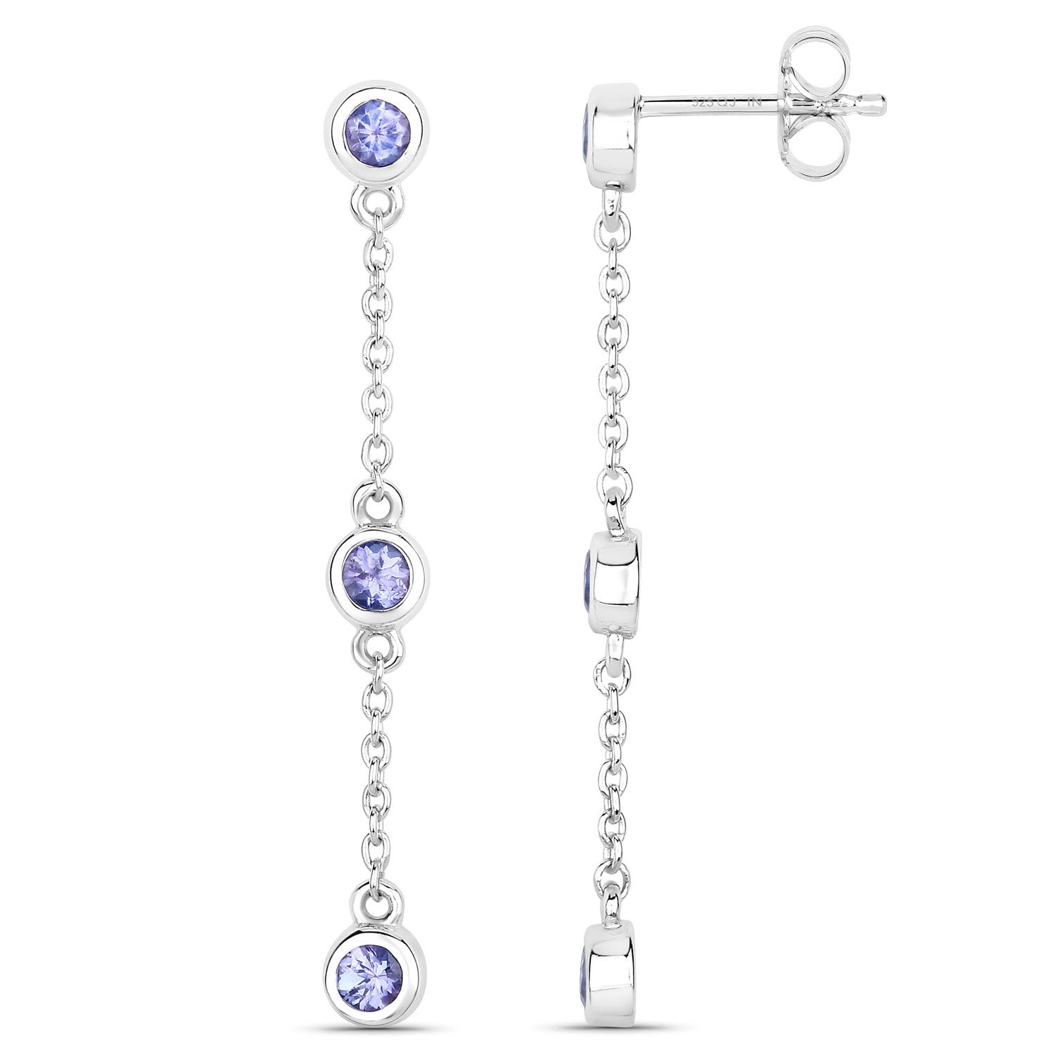 0.60 Carat Genuine Tanzanite .925 Sterling Silver Earrings by Bids.com