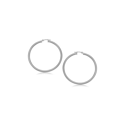 10k White Gold Polished Hoop Earrings (15 mm)  DestGlow