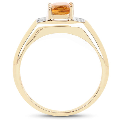 14K Yellow Gold Plated 1.36 Carat Genuine Citrine &amp; White Topaz .925 Sterling Silver Ring by Bids.com