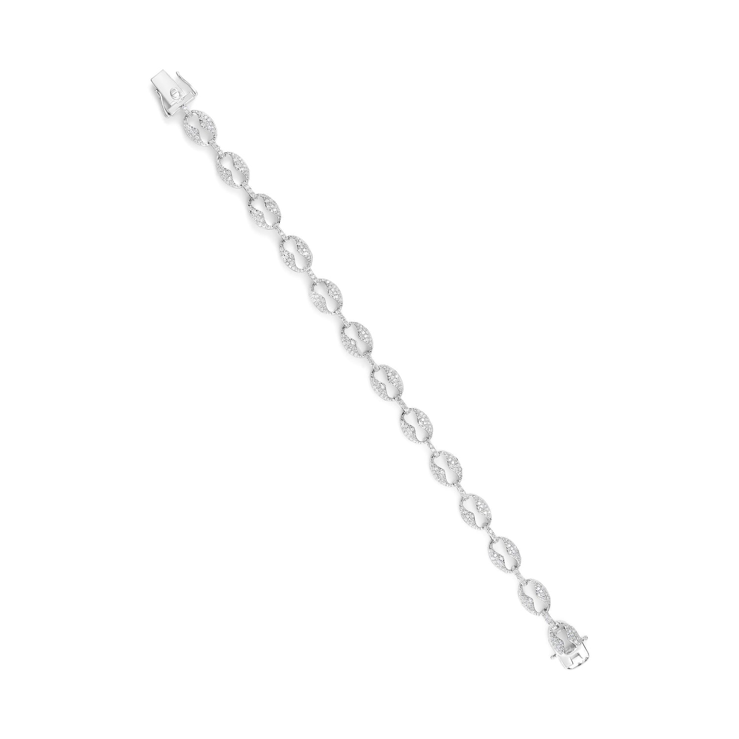 14K White Gold 1 1/2 Cttw Round Diamond Set Link Bracelet (I-J Color, I1-I2 Clarity) - 7" by Bids.com