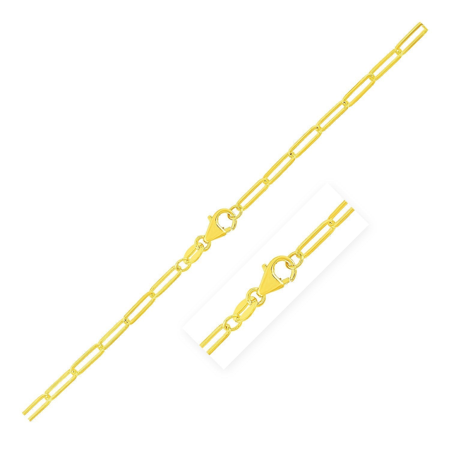 14K Yellow Gold Paperclip Bracelet (2.5mm)  DestGlow