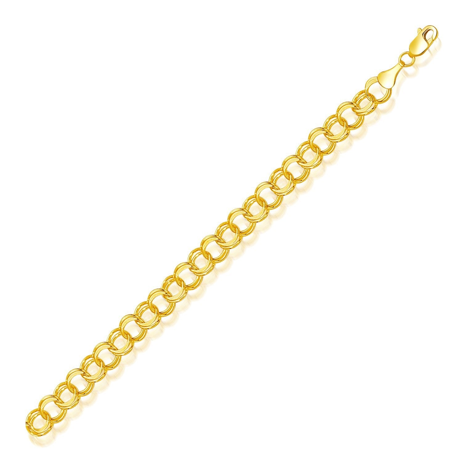8.0 mm 14k Yellow Gold Solid Double Link Charm Bracelet by Bids.com