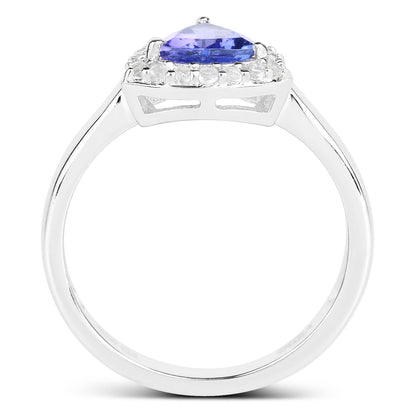 1.02 Carat Genuine Tanzanite and White Topaz .925 Sterling Silver Ring by Bids.com