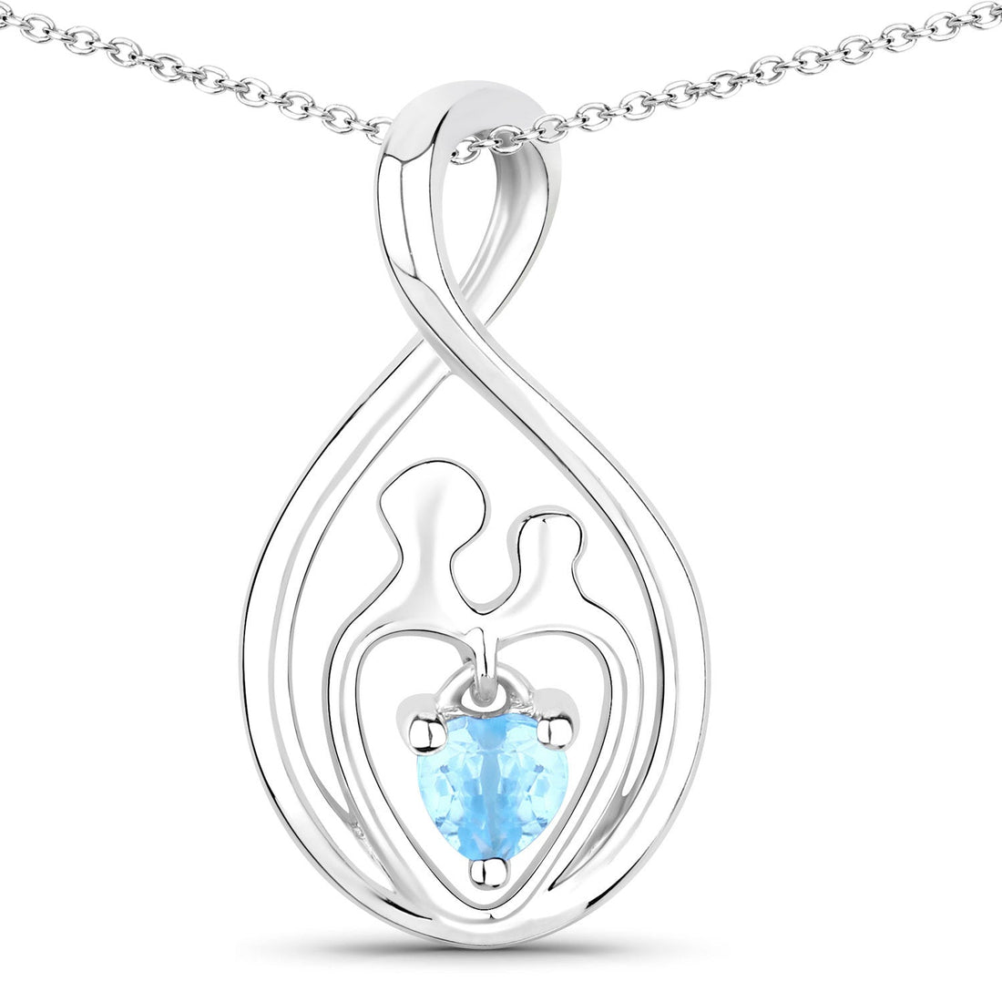 0.13 Carat Genuine Swiss Blue Topaz .925 Sterling Silver Pendant  DestGlow