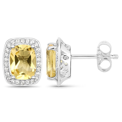 2.81 Carat Genuine Citrine and White Topaz .925 Sterling Silver Earrings by Bids.com