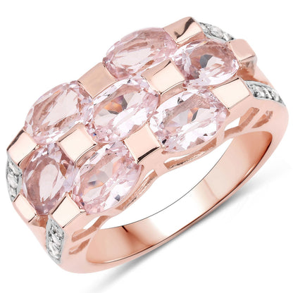 2.65 Carat Genuine Morganite and White Diamond .925 Sterling Silver Ring  DestGlow