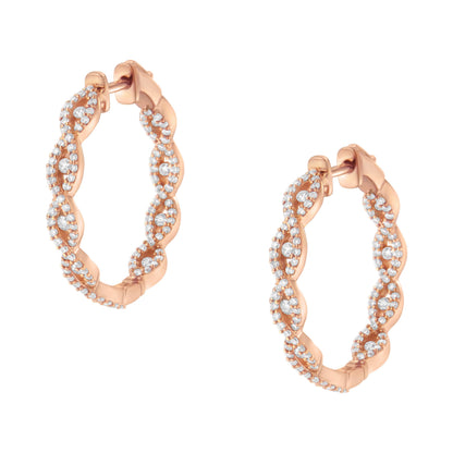 10K Rose Gold Diamond Hoop Earring (1 cttw, H-I Color, I1-I2 Clarity) by Bids.com