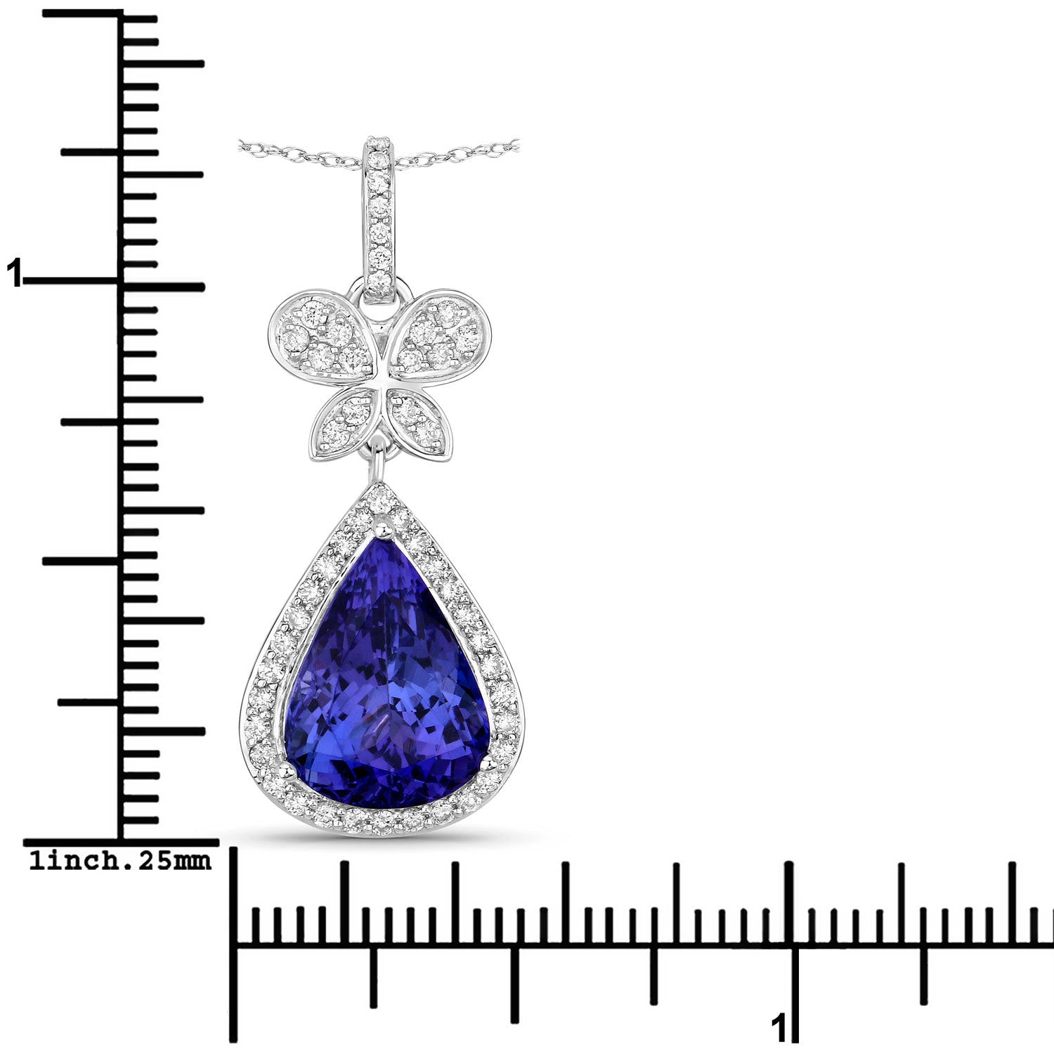 5.54 Carat Genuine Tanzanite and White Diamond 18K White Gold Pendant by Bids.com