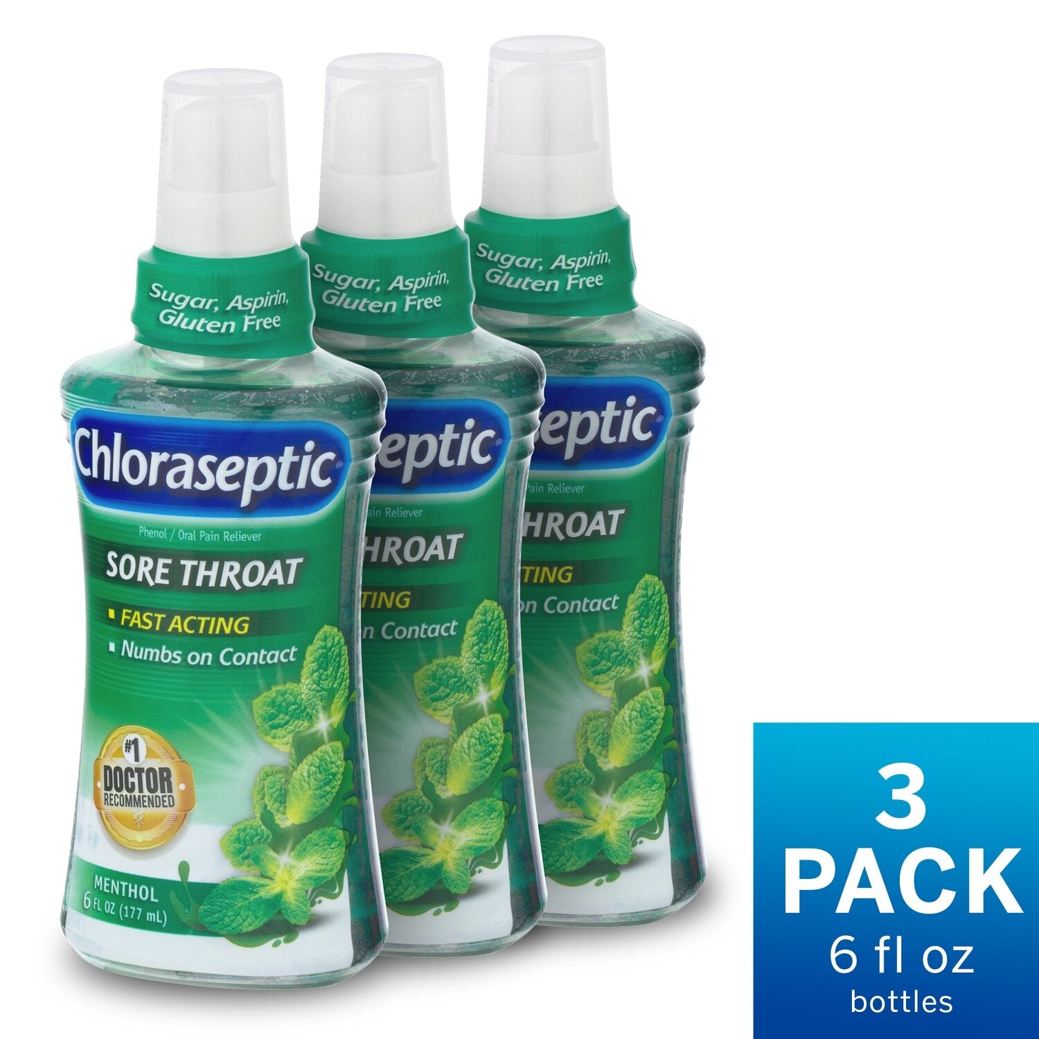 Chloraseptic Sore Throat Relief Spray - Menthol Flavor, 6 fl oz by Pasteur Pharmacy