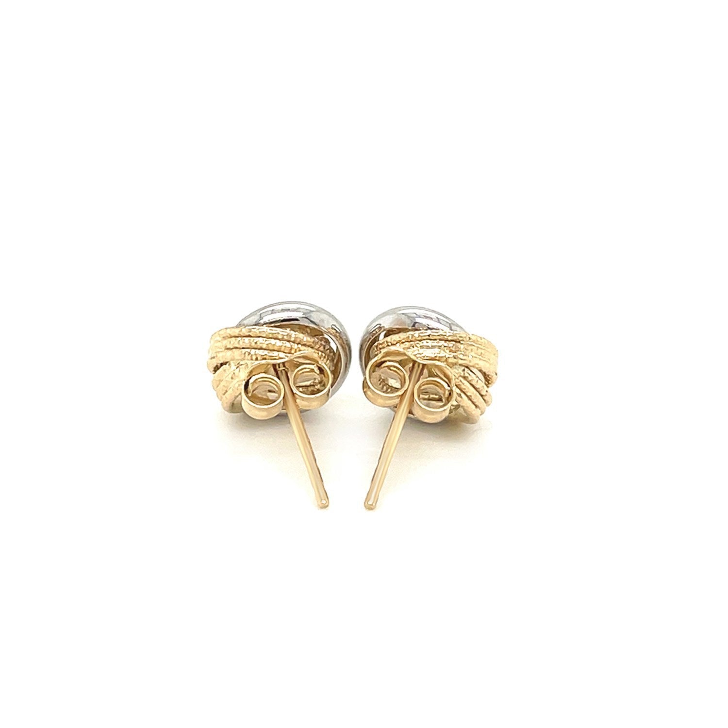 14k Two-Tone Gold Multi-Textured Open Circle Style Entwined Earrings by Bids.com