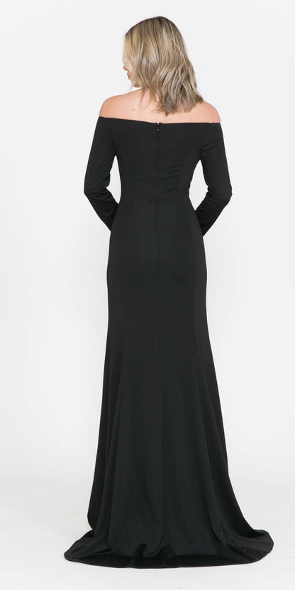CLEARANCE - Poly USA | Ed Young 8378 Off-Shoulder Long Dress with Long Sleeves (Size M) by DiscountDressShop