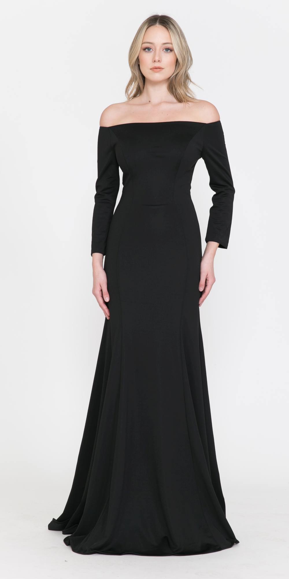 CLEARANCE - Poly USA | Ed Young 8378 Off-Shoulder Long Dress with Long Sleeves (Size M) by DiscountDressShop