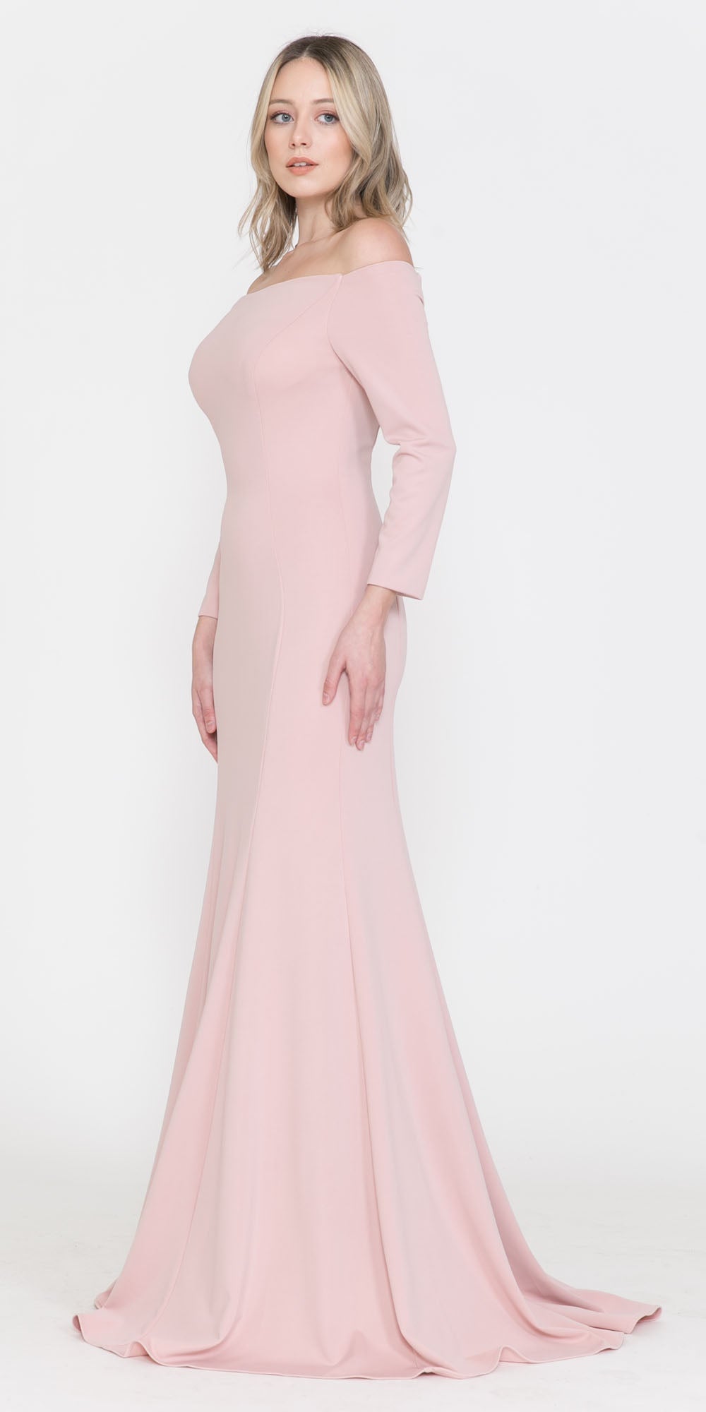 CLEARANCE - Poly USA | Ed Young 8378 Off-Shoulder Long Dress with Long Sleeves (Size M) by DiscountDressShop