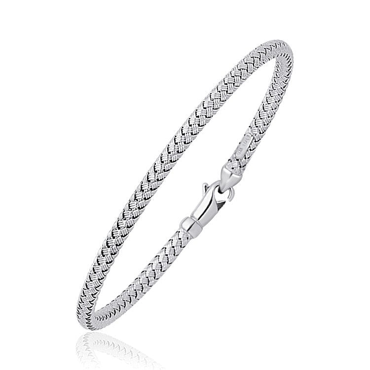 Fancy Weave Bangle in 14k White Gold (3.0mm)  DestGlow