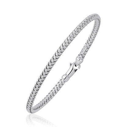 Fancy Weave Bangle in 14k White Gold (3.0mm)  DestGlow