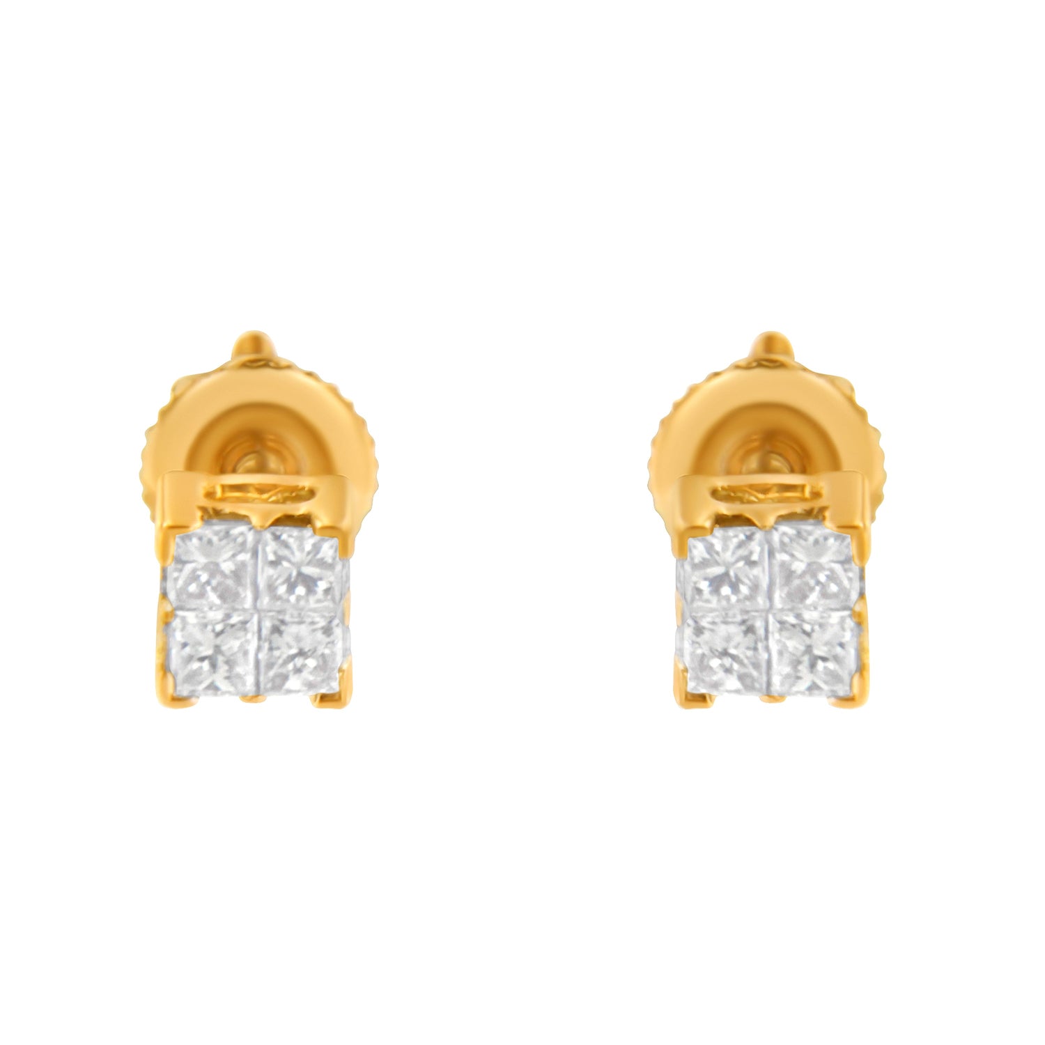 10KT Yellow Gold Princess Diamond Stud Earring (1/4 cttw, J-K Color, I1-I2 Clarity) by Bids.com