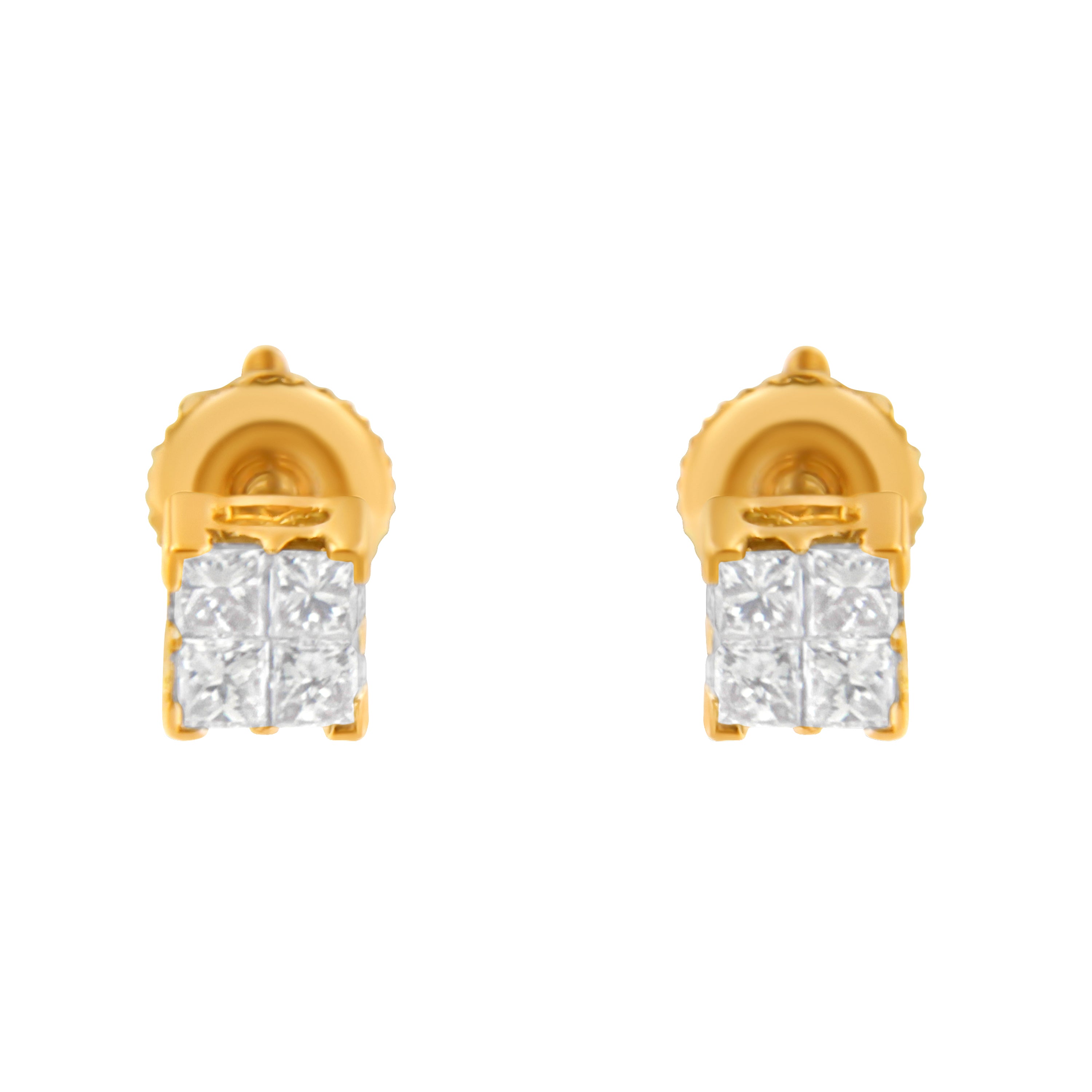 10KT Yellow Gold Princess Diamond Stud Earring (1/4 cttw, J-K Color, I1-I2 Clarity) by Bids.com