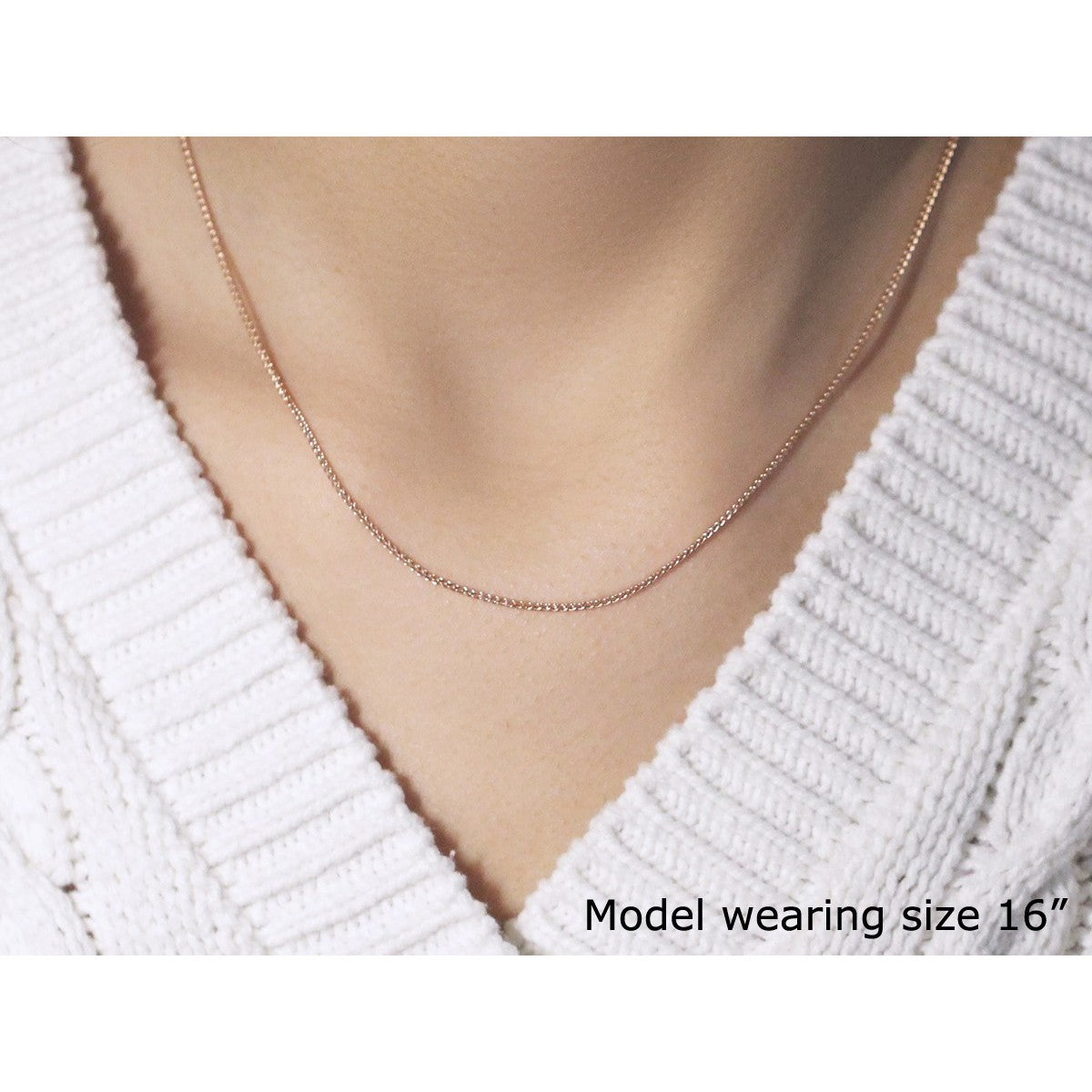 14k Rose Gold Diamond Cut Round Wheat Chain 1.1mm by Bids.com
