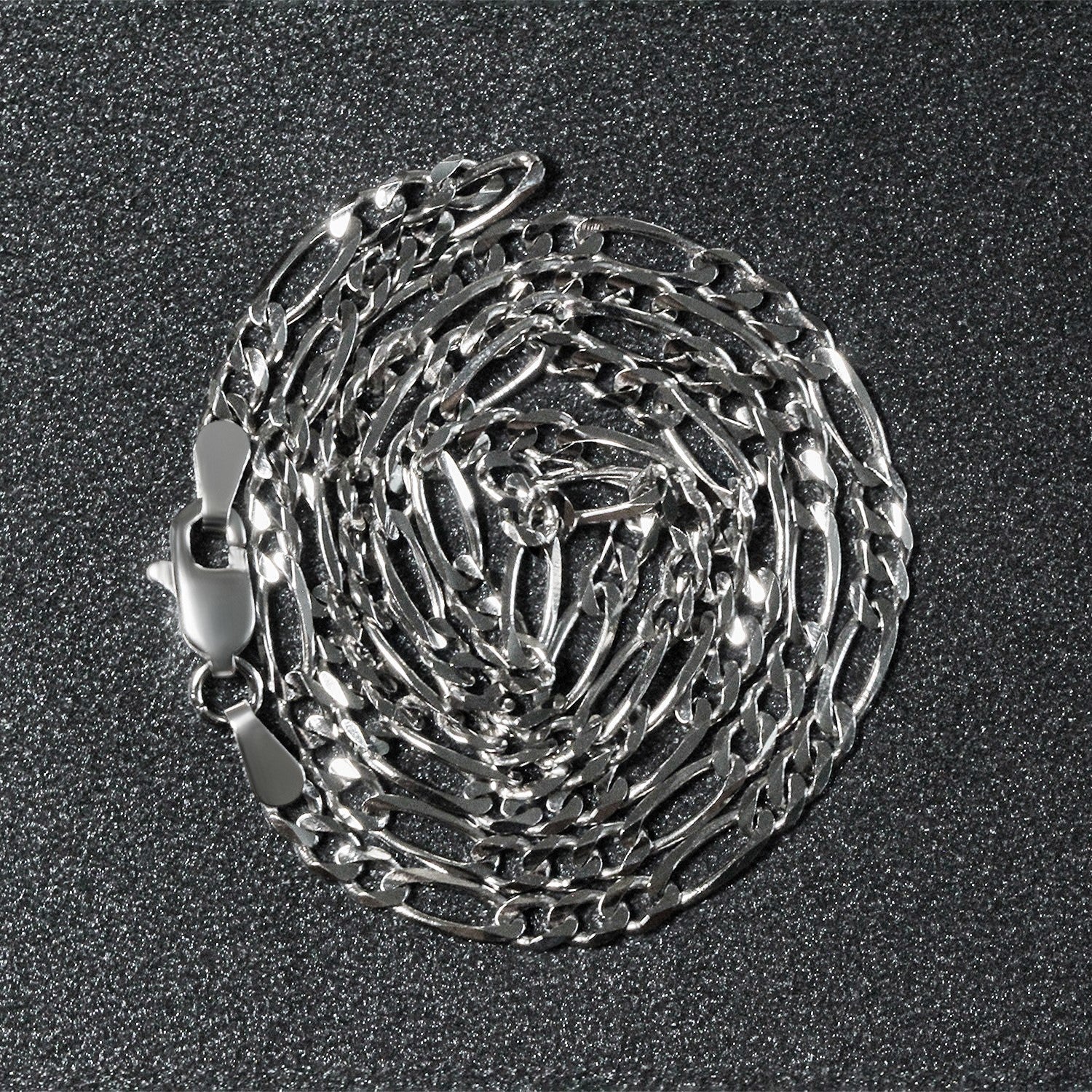 3.0mm 14k White Gold Solid Figaro Chain by Bids.com