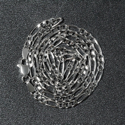 3.0mm 14k White Gold Solid Figaro Chain by Bids.com