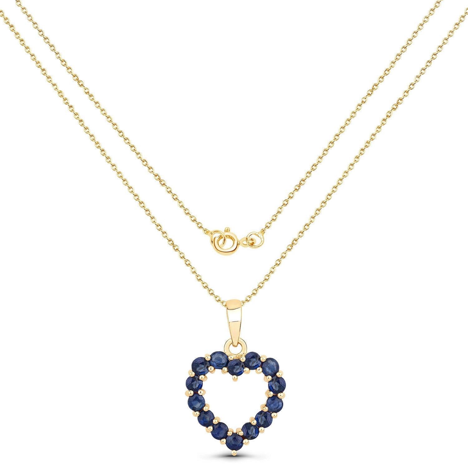 0.64 Carat Genuine Blue Sapphire 10K Yellow Gold  Pendant  DestGlow