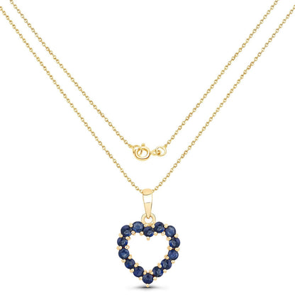 0.64 Carat Genuine Blue Sapphire 10K Yellow Gold  Pendant  DestGlow