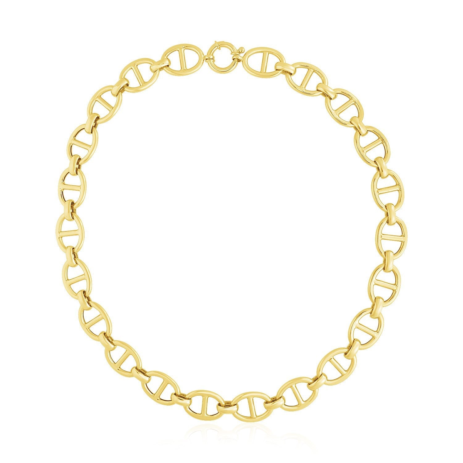 14k Yellow Gold High Polish Oval Mariner Link Necklace (13.8mm) by Bids.com