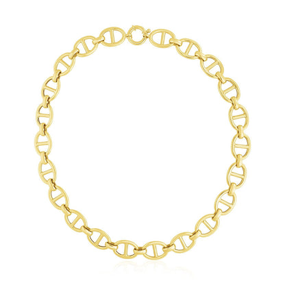 14k Yellow Gold High Polish Oval Mariner Link Necklace (13.8mm) by Bids.com