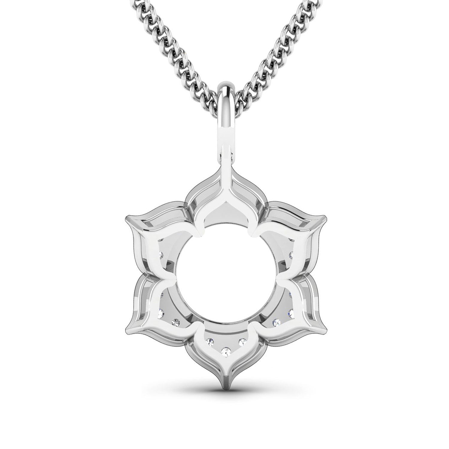 0.14 Carat Genuine White Diamond 14K White Gold Semi Mount Pendant - holds 8.00mm Round Gemstone by Bids.com