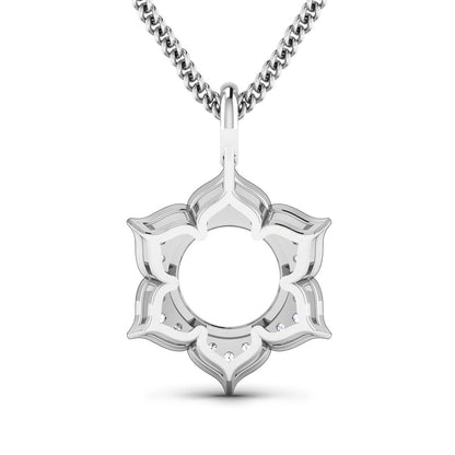 0.14 Carat Genuine White Diamond 14K White Gold Semi Mount Pendant - holds 8.00mm Round Gemstone by Bids.com