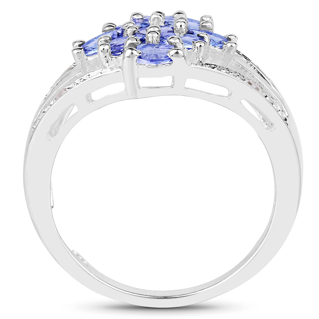1.59 Carat Genuine Tanzanite and White Topaz .925 Sterling Silver Ring by Bids.com