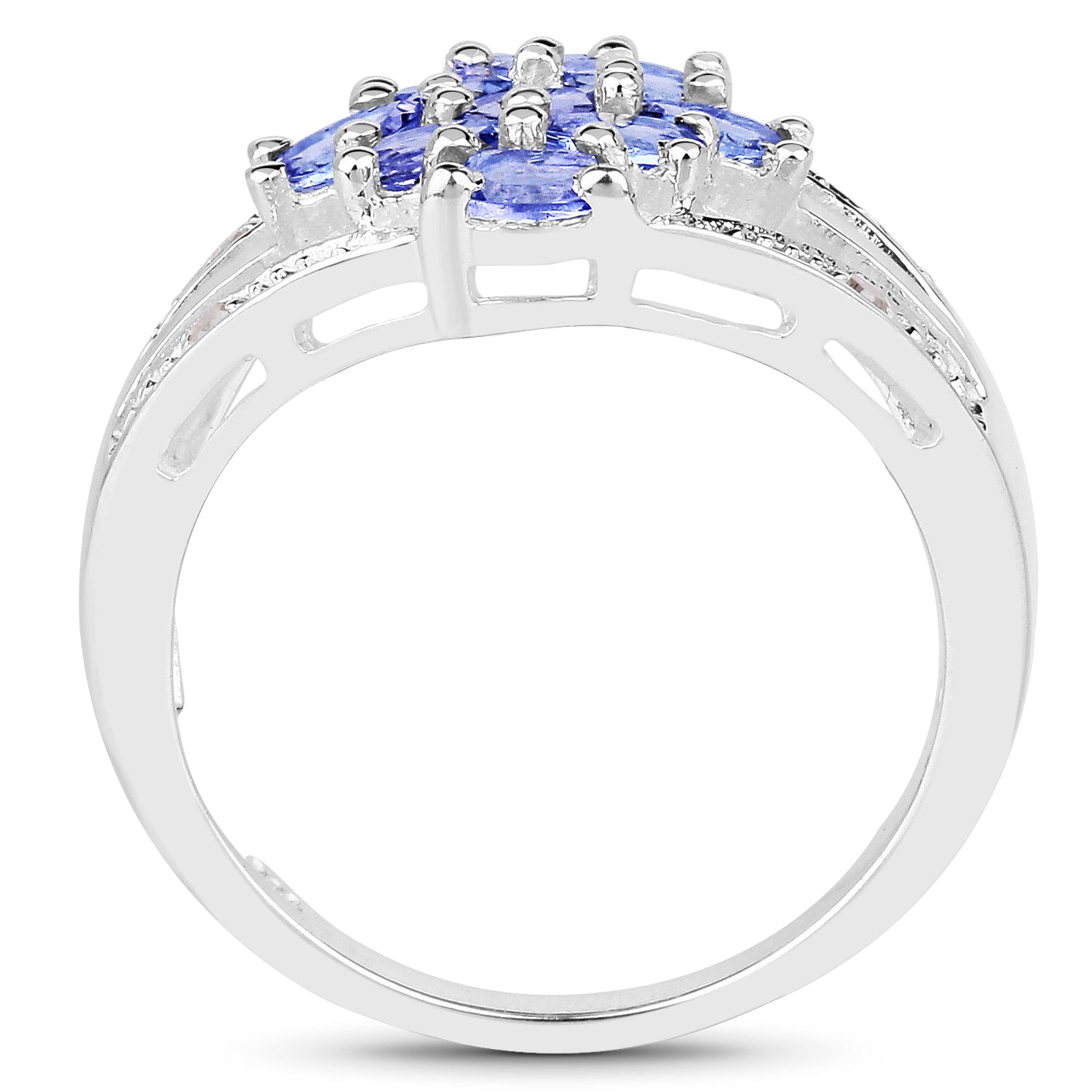 1.59 Carat Genuine Tanzanite and White Topaz .925 Sterling Silver Ring by Bids.com