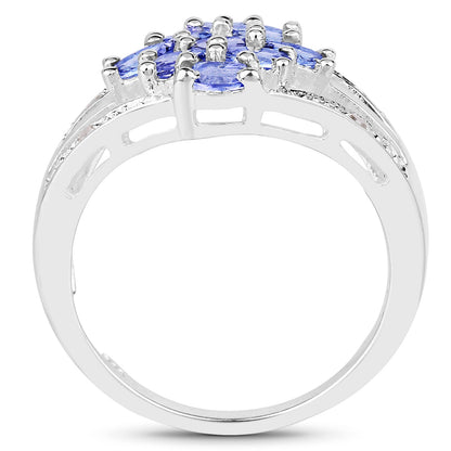 1.59 Carat Genuine Tanzanite and White Topaz .925 Sterling Silver Ring by Bids.com