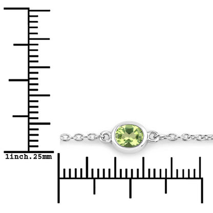 1.75 Carat Genuine Peridot .925 Sterling Silver Bracelet  DestGlow